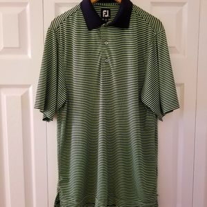 FootJoy Short Sleeve Polo Shirt Golf Green w/navy Blue Size Small